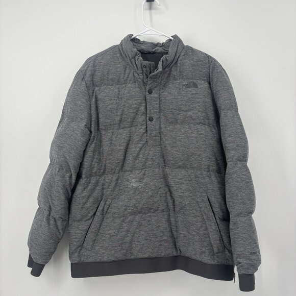 The North Face 550 Puffer Down Filled Gray 1/4 Snap Jacket Men's Medium *Read - Picture 1 of 14